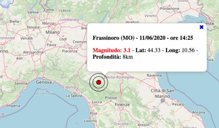 Terremoto oggi in Emilia Romagna, 11 giugno 2020: registrate scosse fino a M 3.1 in provincia di Modena – Dati INGV