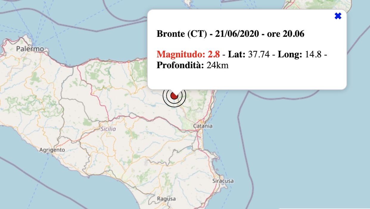 terremoto oggi sicilia 21 giugno 2020