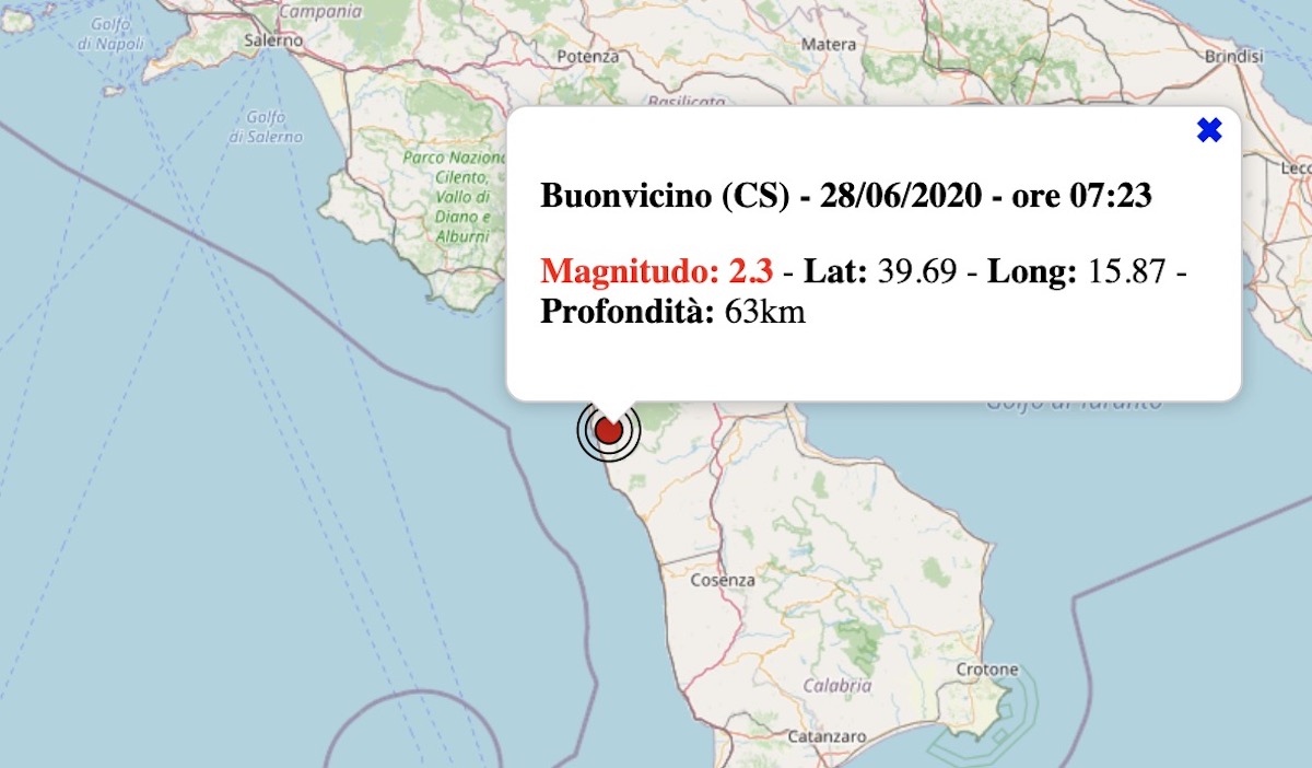 terremoto oggi 28 giugno 2020