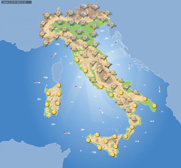 PREVISIONI meteo domani 3 LUGLIO: maltempo in arrivo con TEMPORALI e nubifragi, regioni più colpite