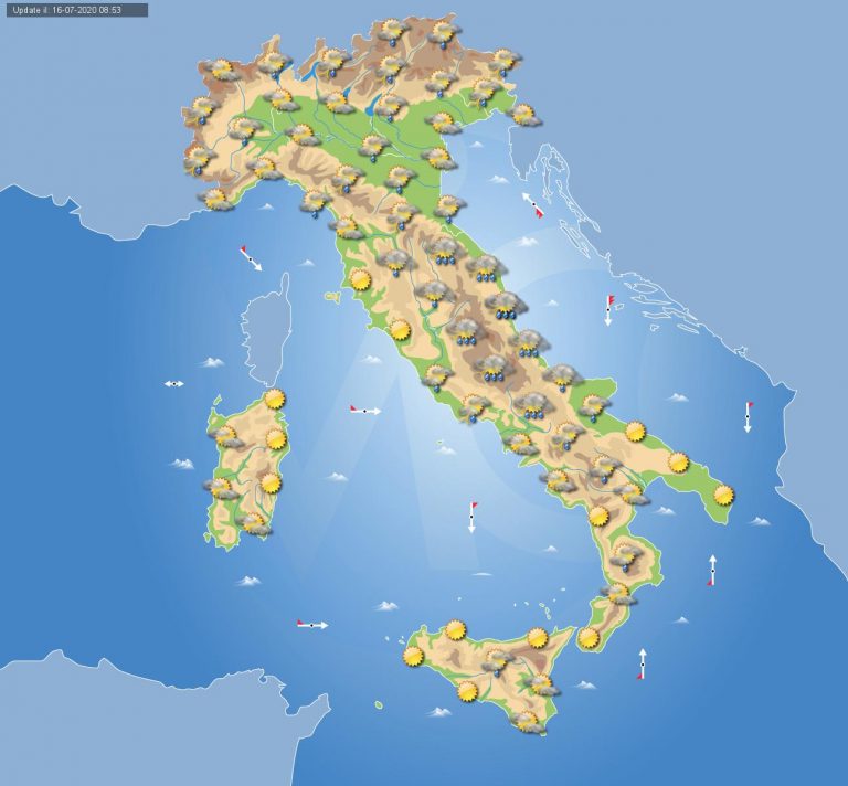 Previsioni meteo domani 17 luglio 2020: Maltempo con Temporali diffusi in Italia, possibili nubifragi su queste regioni