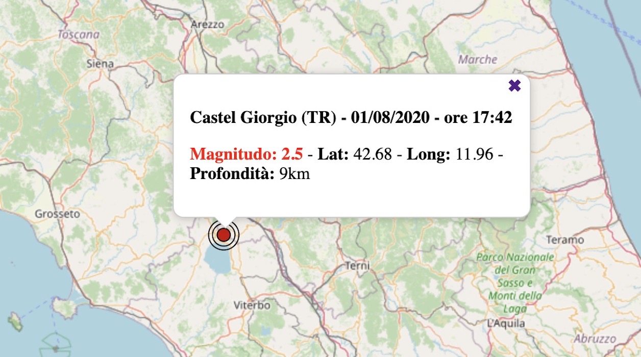 terremoto oggi umbria 1 agosto 2020