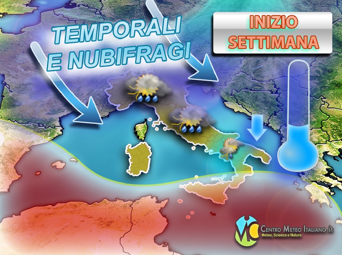 Maltempo in discesa verso il Centro-Sud