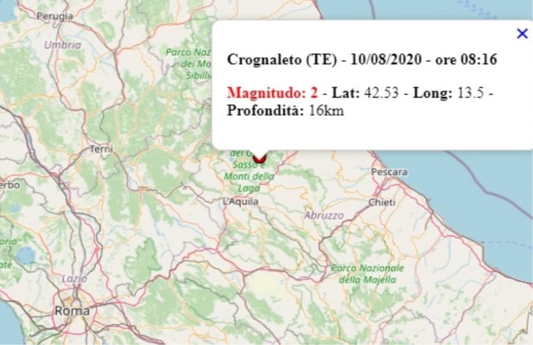 Terremoto In Abruzzo Oggi 10 Agosto Scossa M 2 0 In Provincia Di Teramo Dati Ingv