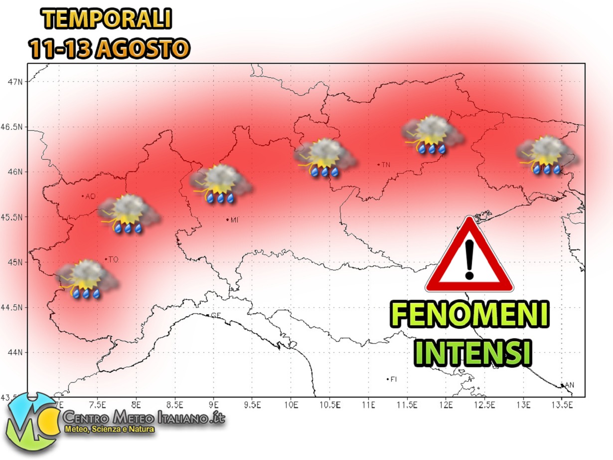 Meteo: temporali in Italia nelle prossime ore
