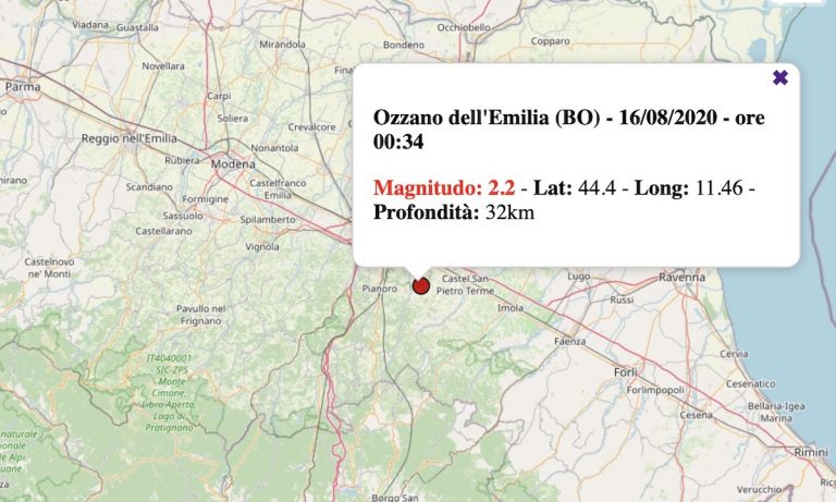 Terremoto in Emilia-Romagna oggi, domenica 16 agosto 2020: scossa M 2.2 provincia di Bologna | Dati INGV Terremoto in Emilia-Romagna oggi, domenica 16 agosto 2020: scossa M 2.2 provincia di Bologna | Dati INGV
