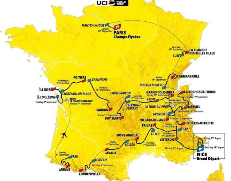 Ciclismo, Tour de France 2020, ecco tutte le 21 tappe: date, percorsi e altimetrie | Tendenza meteo Francia 29-30 agosto