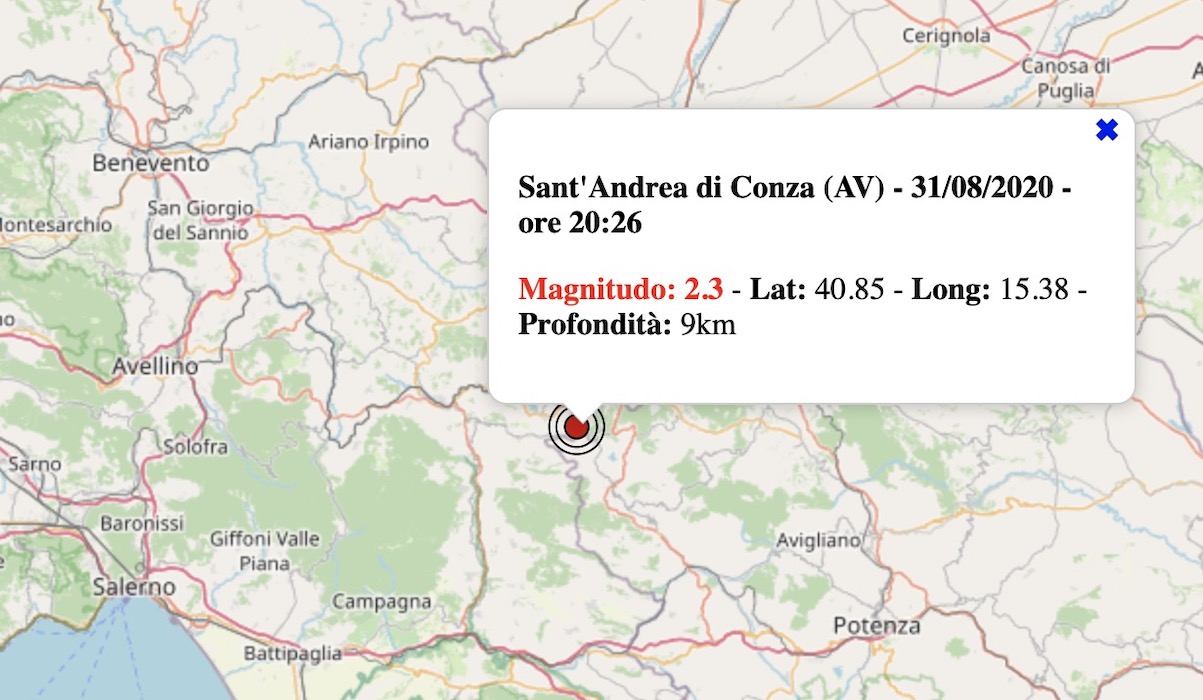 terremoto oggi 31 agosto 2020