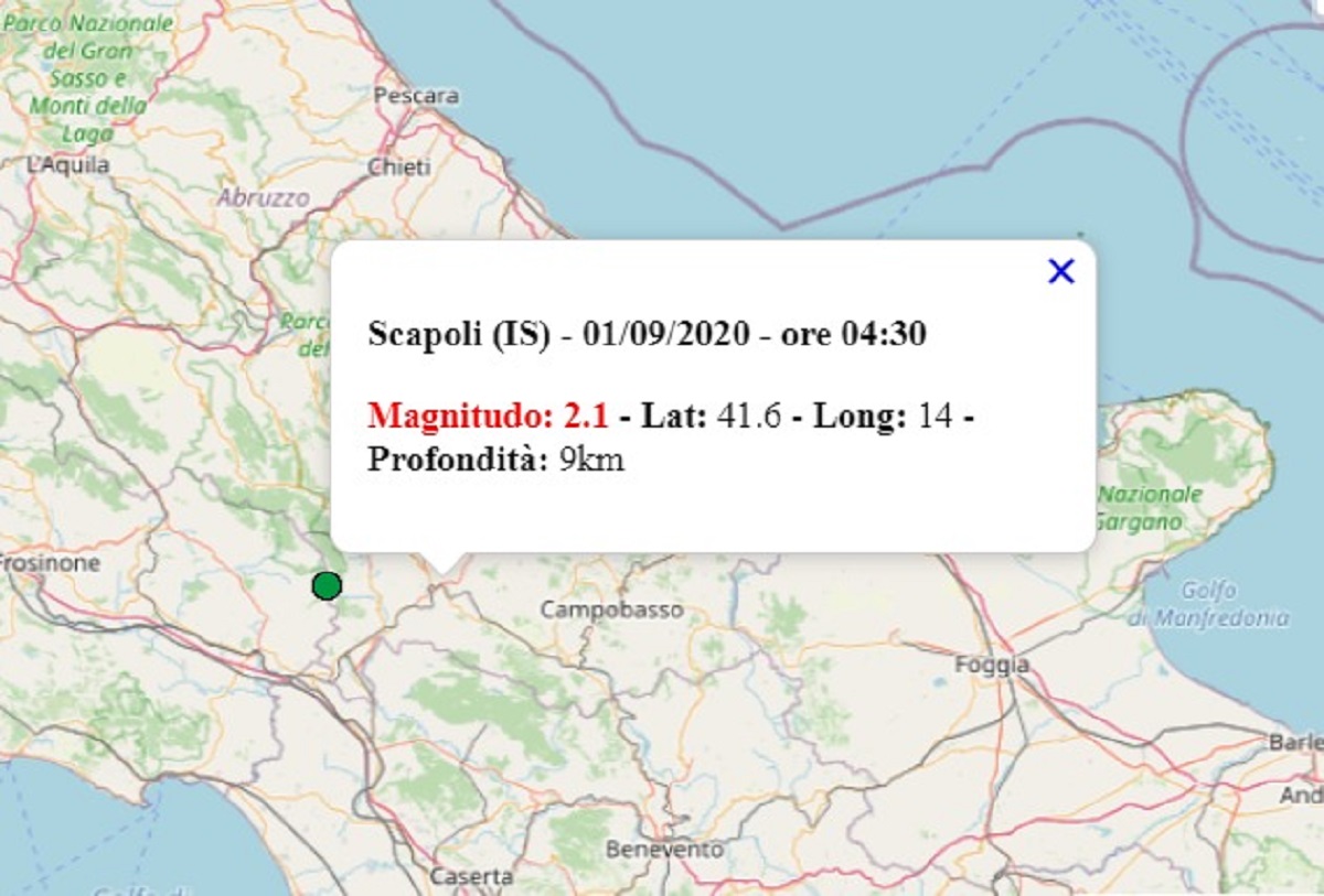 terremoto oggi
