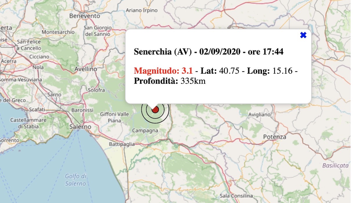 terremoto oggi campania 2 settembre 2020