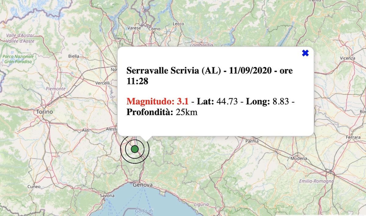 terremoto oggi 11 settembre 2020 piemonte