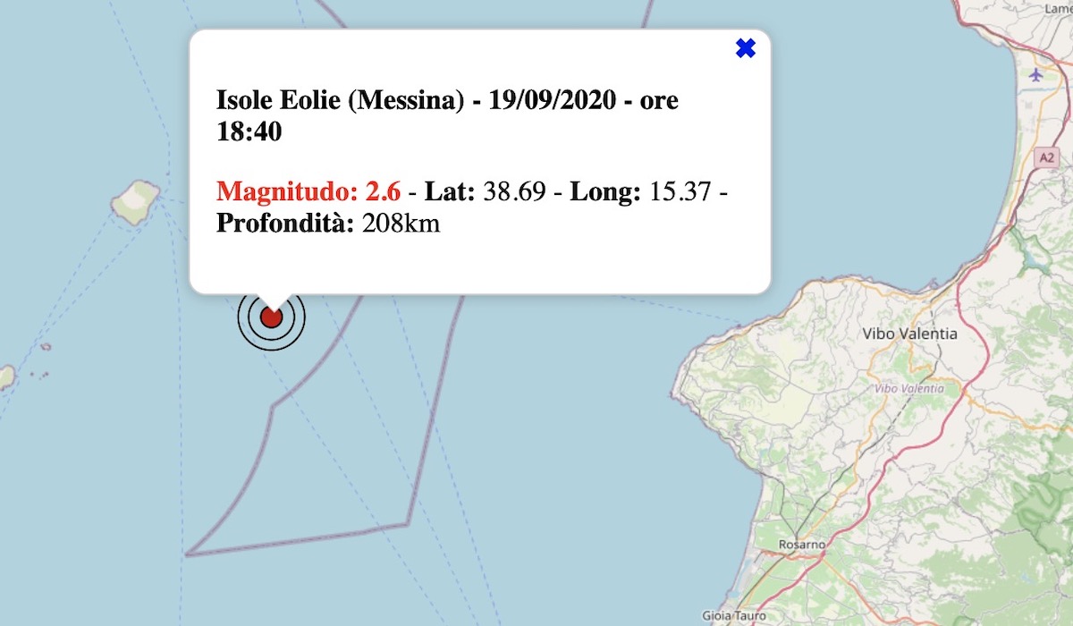 terremoto oggi 19 settembre 2020 isole eolie