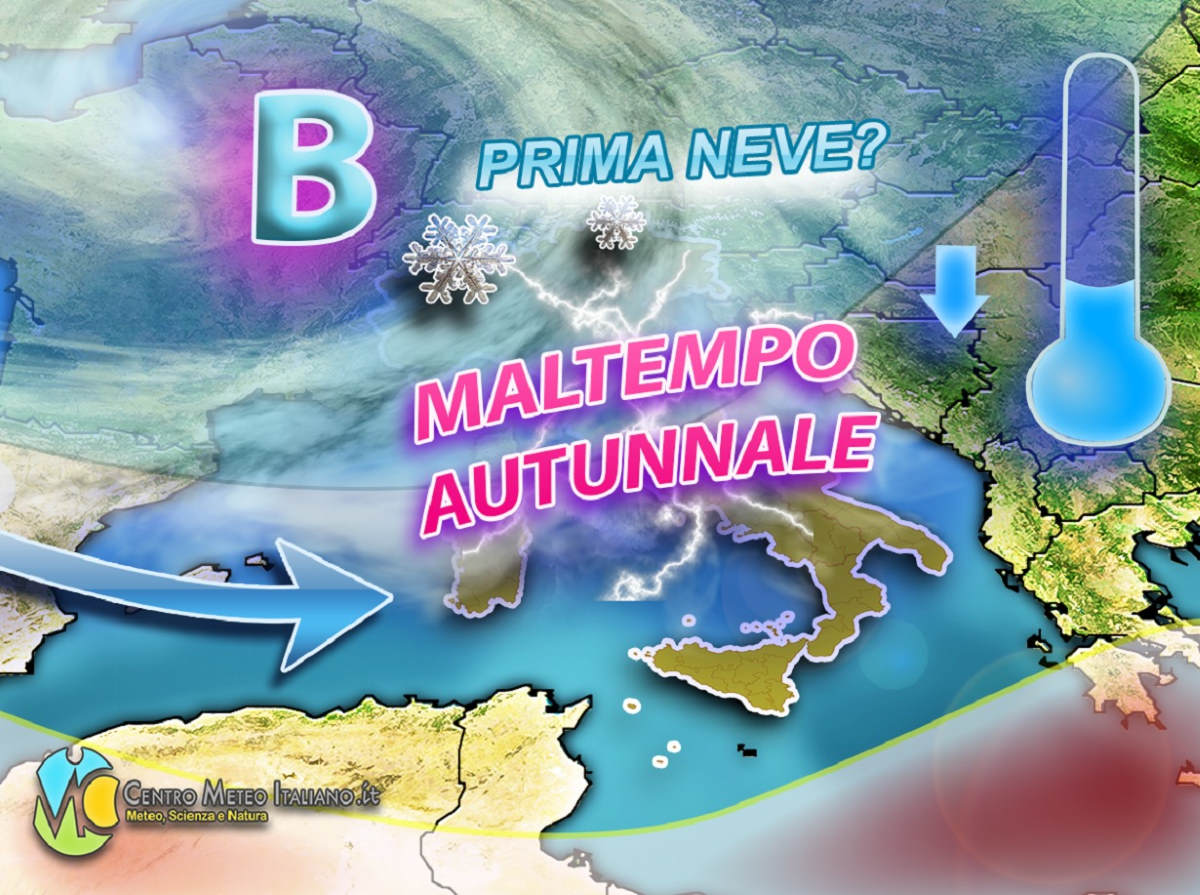 Maltempo in Italia nei prossimi giorni; prima neve di stagione in montagna dal 25 settembre