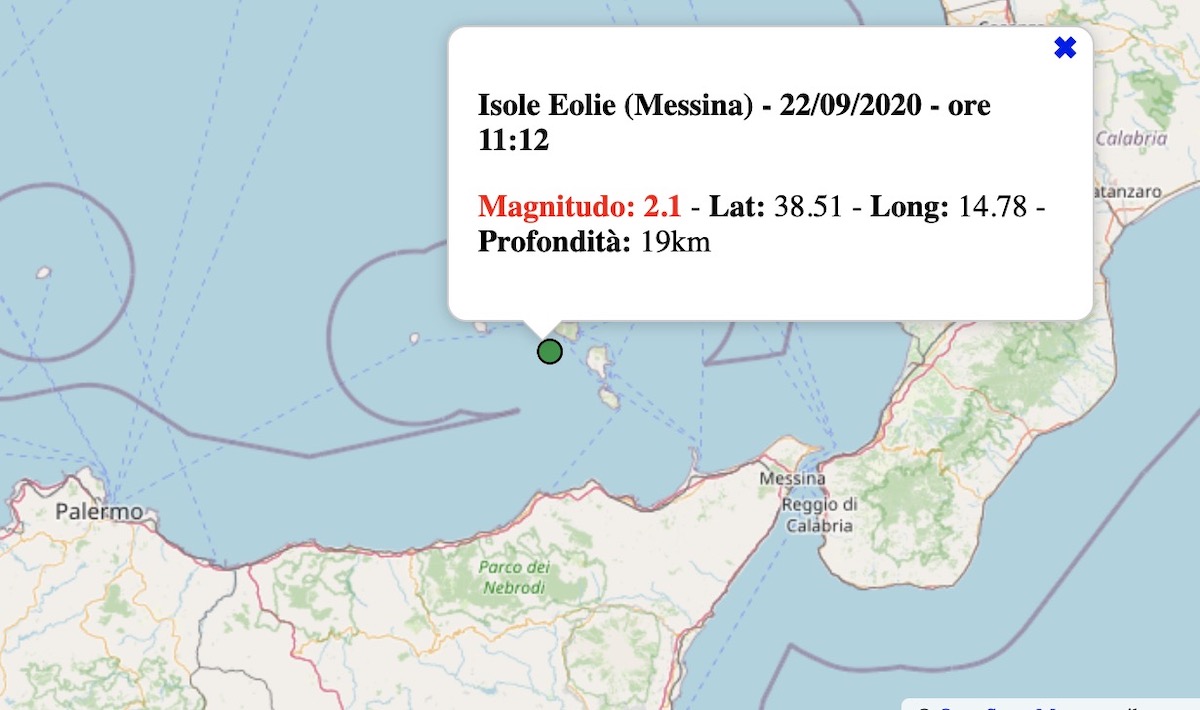 terremoto oggi 22 settembre 2020