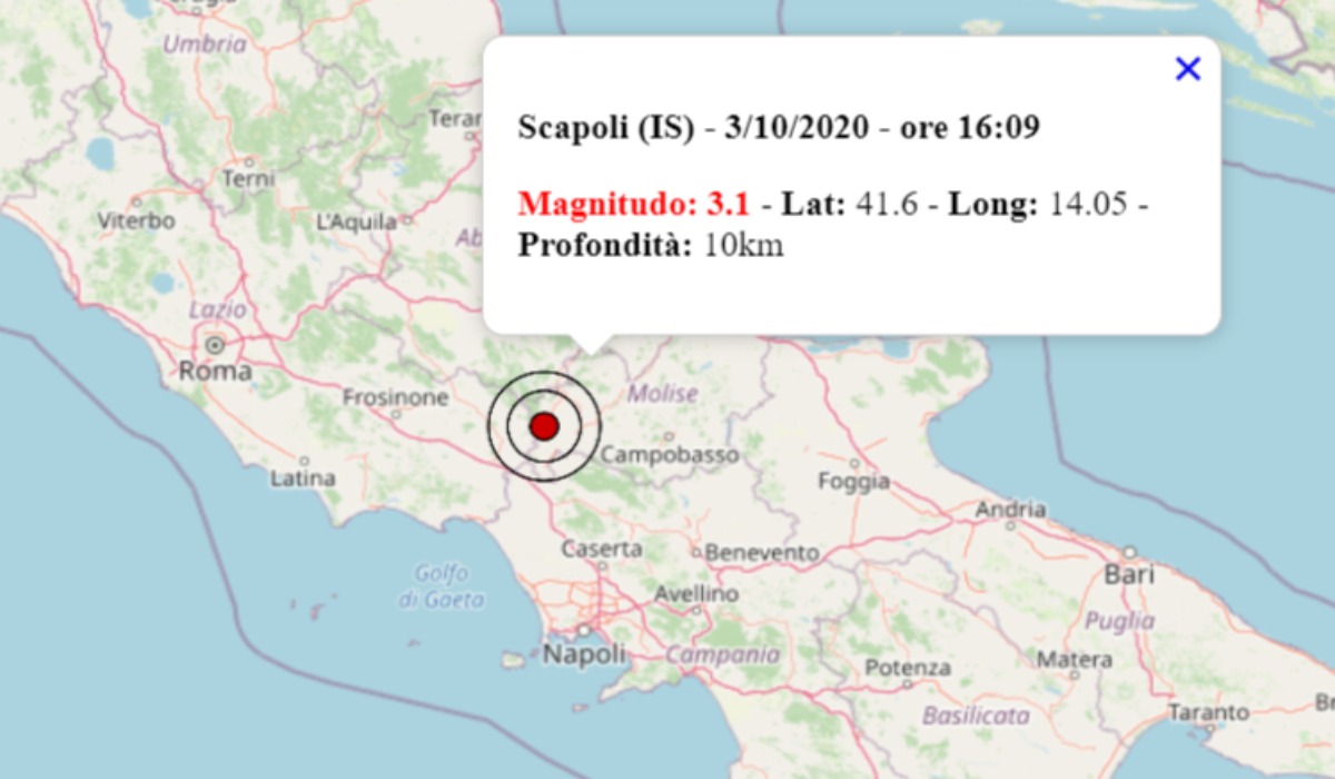 Le ultime scosse di terremoto registrate in Italia e all'estero - Foto @OpenStreetMap contributors