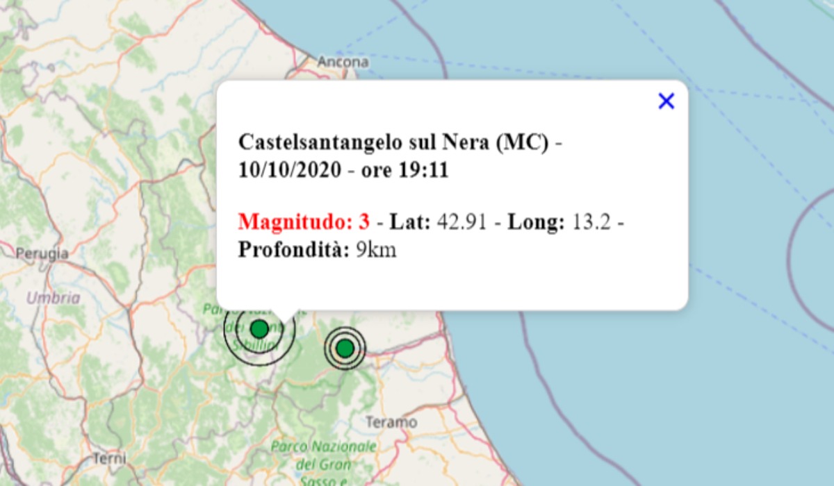 Le ultime scosse di terremoto registrate in Italia e all'estero - Foto @OpenStreetMap Contributors