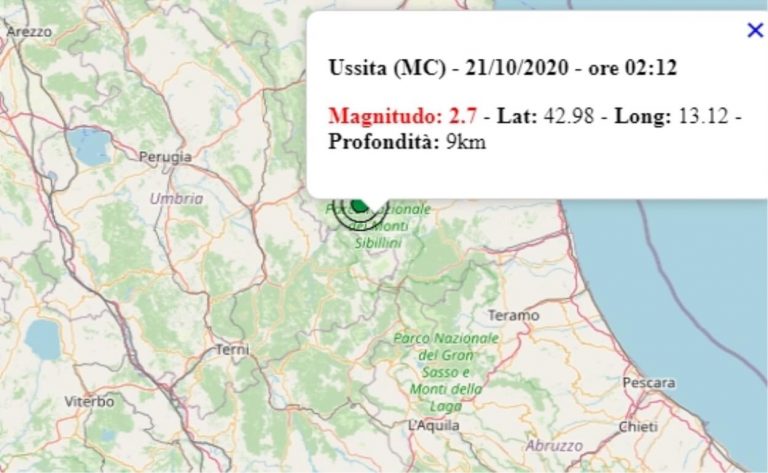 Terremoto nelle Marche oggi, 21 ottobre 2020, scossa M 2.7 provincia di Macerata – Dati Ingv Terremoto nelle Marche oggi, 21 ottobre 2020, scossa M 2.7 provincia di Macerata – Dati Ingv