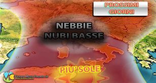 Nei prossimi giorni le nebbie e le nubi basse insisteranno sulle regioni centro-settentrionali - grafica a cura del Centro Meteo Italiano