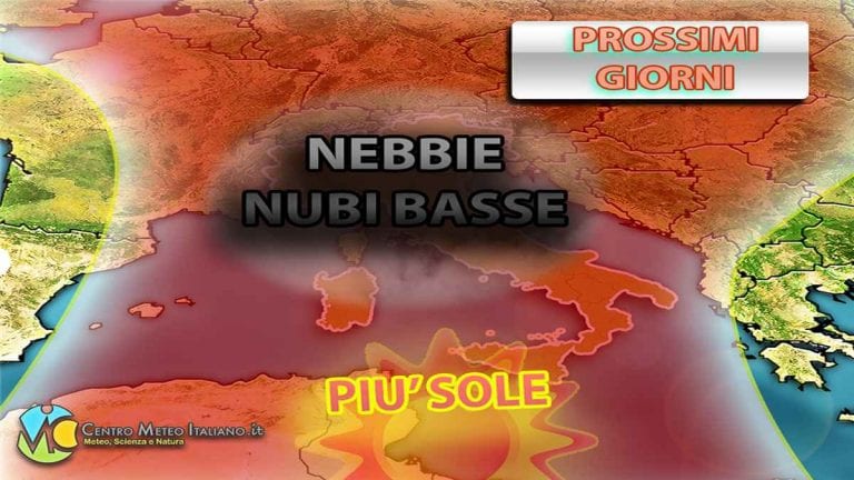 METEO – Nebbie e NUBI BASSE tornano protagoniste al CENTRO-NORD, grazie all’EGEMONIA dell’ANTICICLONE