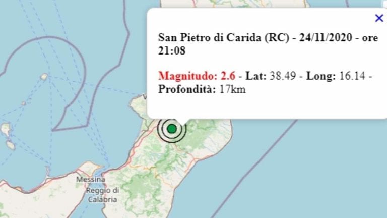 Terremoto in Calabria oggi, martedì 24 novembre 2020: scossa M 2.6 in provincia di Reggio Calabria – Dati Ingv Terremoto in Calabria oggi, martedì 24 novembre 2020: scossa M 2.6 in provincia di Reggio Calabria – Dati Ingv