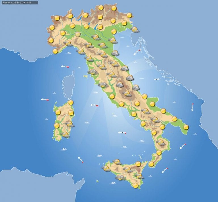 PREVISIONI METEO domani 26 Novembre 2020: Anticiclone sempre presente in Italia, locali disturbi solo sulla Sicilia PREVISIONI METEO domani 26 Novembre 2020: Anticiclone sempre presente in Italia, locali disturbi solo sulla Sicilia