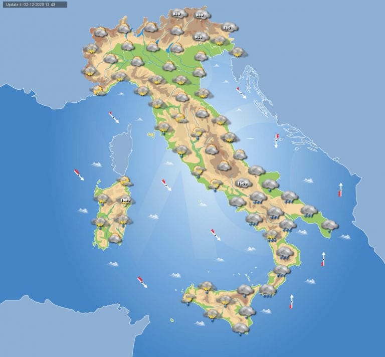 PREVISIONI METEO domani 3 Dicembre 2020: Maltempo verso il sud Italia, temporaneo miglioramento altrove PREVISIONI METEO domani 3 Dicembre 2020: Maltempo verso il sud Italia, temporaneo miglioramento altrove
