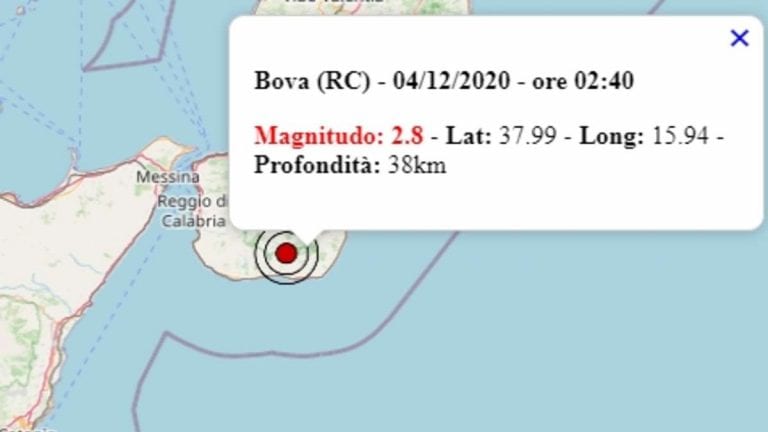 Terremoto Calabria oggi, 4 dicembre 2020, scossa M 2.8 provincia di Reggio Calabria – Dati Ingv Terremoto Calabria oggi, 4 dicembre 2020, scossa M 2.8 provincia di Reggio Calabria – Dati Ingv