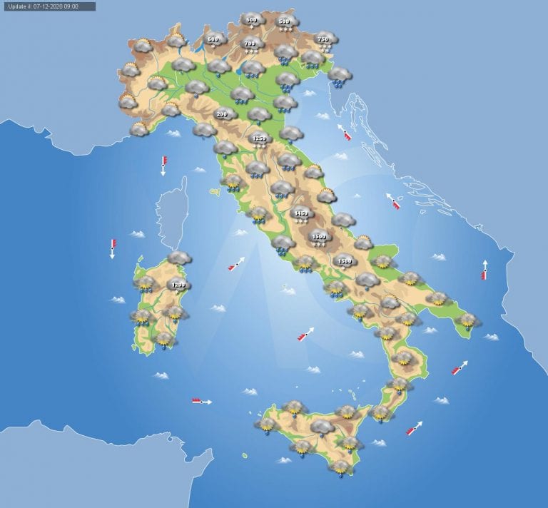 PREVISIONI METEO domani 8 Dicembre 2020: Immacolata all’insegna del maltempo su tutta Italia