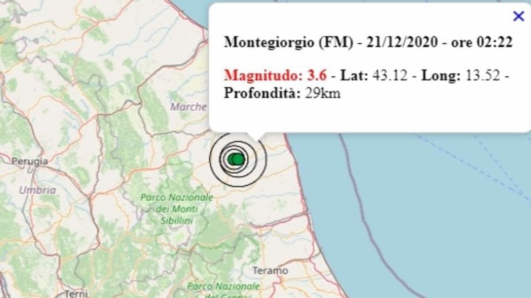 Terremoto nelle Marche oggi, lunedì 21 dicembre 2020: scossa M 3.6 in provincia di Fermo | Dati INGV Terremoto nelle Marche oggi, lunedì 21 dicembre 2020: scossa M 3.6 in provincia di Fermo | Dati INGV