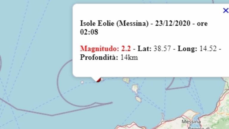 Terremoto in Sicilia oggi, mercoledì 23 dicembre 2020: scossa M 2.4 alle isole Eolie | Dati Ingv Terremoto in Sicilia oggi, mercoledì 23 dicembre 2020: scossa M 2.4 alle isole Eolie | Dati Ingv