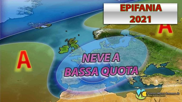 METEO EPIFANIA 2021 – Nucleo FREDDO con MALTEMPO invernale e rischio NEVE a bassa quota, le ultimissime