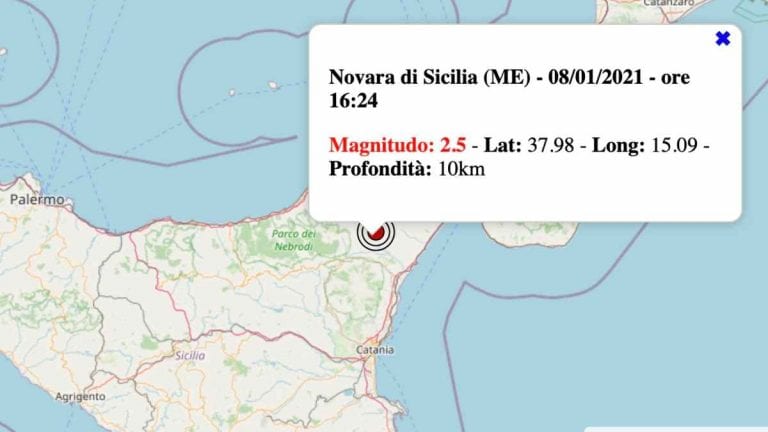 Terremoto in Sicilia oggi, venerdì 8 gennaio 2021: scossa M 2.5 in provincia di Messina – Dati INGV Terremoto in Sicilia oggi, venerdì 8 gennaio 2021: scossa M 2.5 in provincia di Messina – Dati INGV
