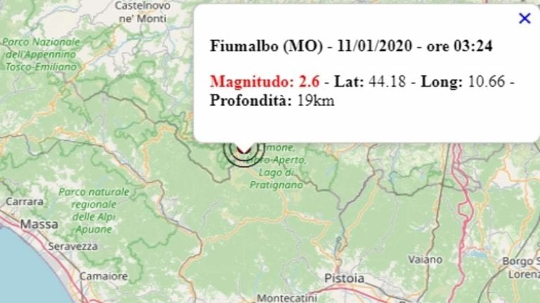 Terremoto in Emilia Romagna oggi, lunedì 11 gennaio 2021, scossa M 2.6 in provincia di Modena – Dati Ingv