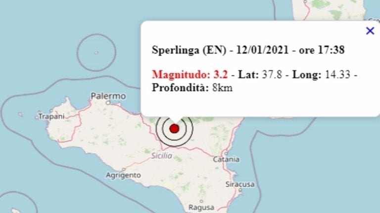 Terremoto in Sicilia oggi, 12 gennaio 2021: scossa M 3.2 avvertita in provincia di Enna – Dati Ingv