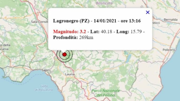 Terremoto oggi in Basilicata, 14 gennaio 2021: scossa M 3.2 in provincia Potenza – Dati INGV Terremoto oggi in Basilicata, 14 gennaio 2021: scossa M 3.2 in provincia Potenza – Dati INGV