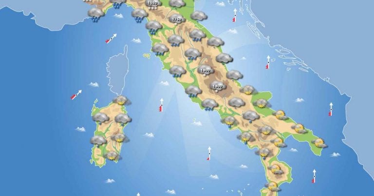 PREVISIONI METEO domani 22 Gennaio 2021: giornata all’insegna del maltempo intenso in ITALIA