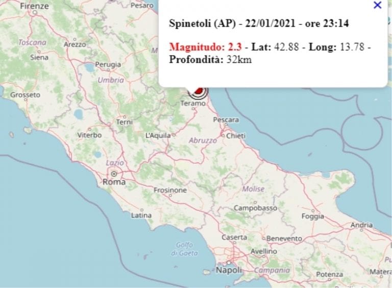Terremoto in Umbria oggi, sabato 23 gennaio 2021, scossa M 2.2 in provincia Terni – Dati Ingv