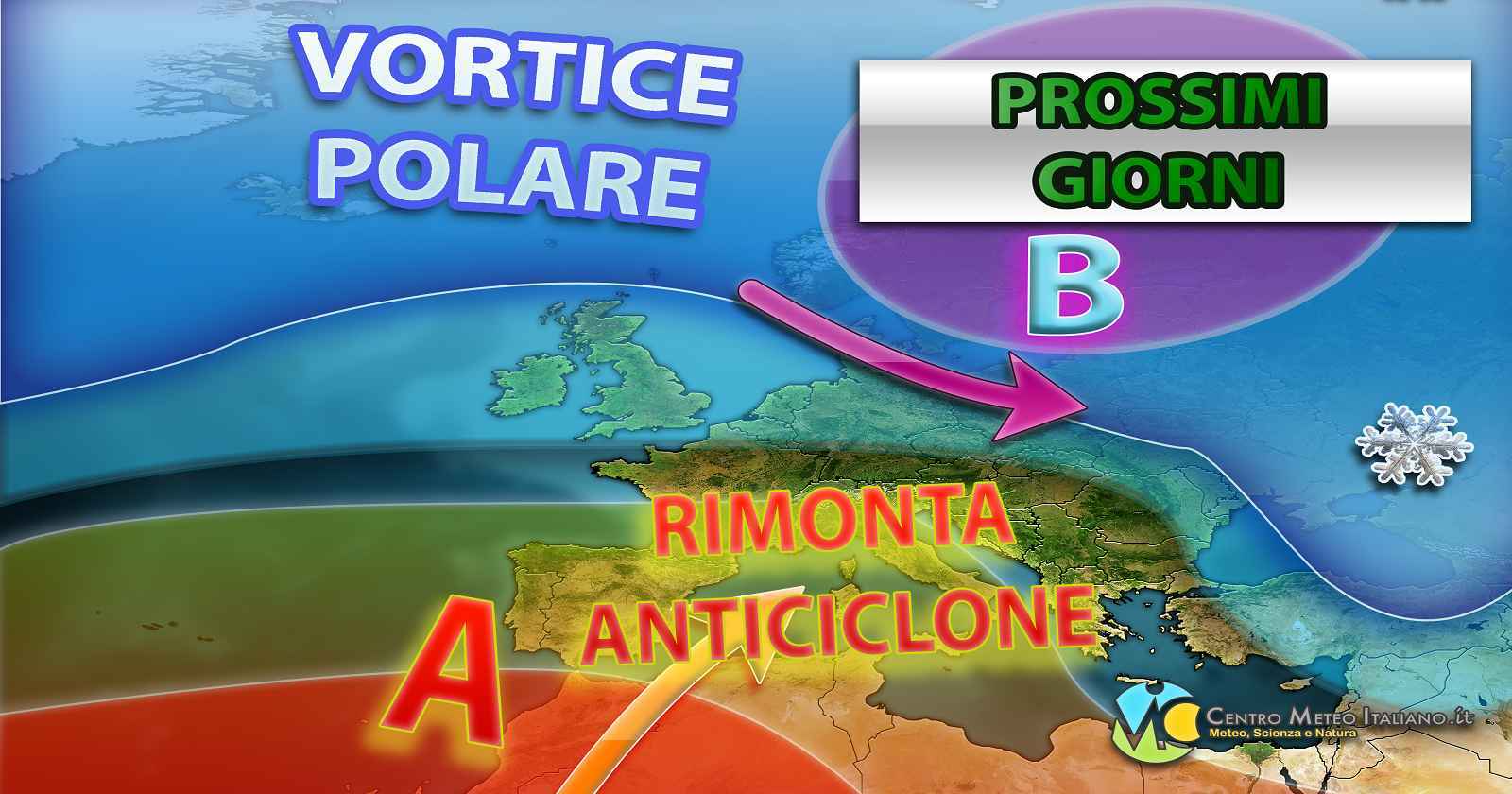 Promontorio di alta pressione verso l'Italia