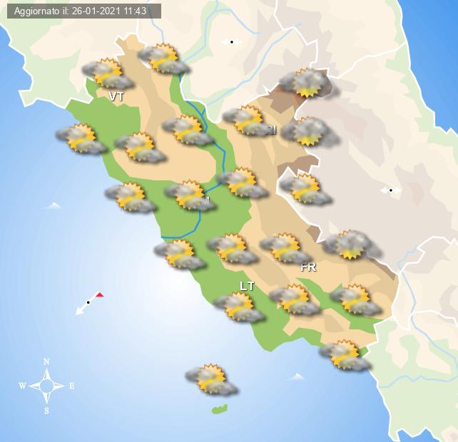 Previsioni grafiche per la giornata di Giovedì 28 Gennaio 2021 - Centro Meteo Italiano