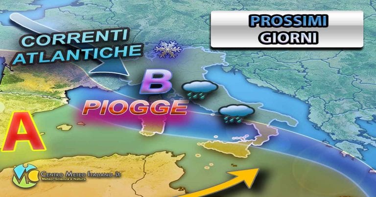 METEO – MALTEMPO in arrivo per i giorni della merla con piogge e nevicate in ITALIA, le previsioni