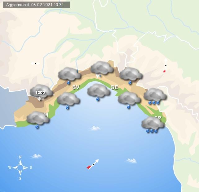 Previsioni grafiche per Genova per la giornata di Domenica 7 febbraio a cura del Centro Meteo Italiano