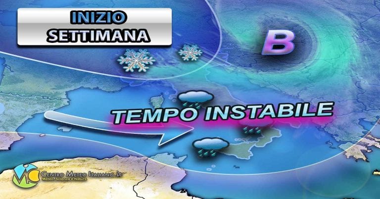 METEO ITALIA – settimana di MALTEMPO poi temperature in caduta libera