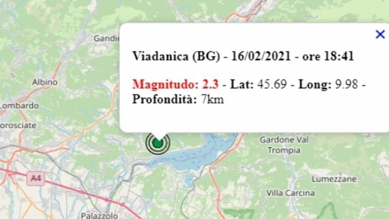 Terremoto in Lombardia oggi, 16 febbraio 2021, scossa M 2.3 in provincia di Bergamo – Dati Ingv Terremoto in Lombardia oggi, 16 febbraio 2021, scossa M 2.3 in provincia di Bergamo – Dati Ingv