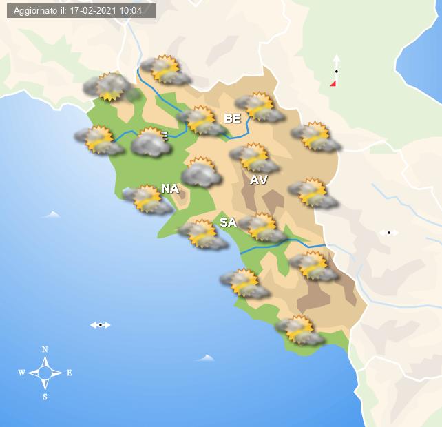 Previsioni grafiche per Napoli e la Campania per dopodomani 19 Febbraio 2021 a cura del Centro Meteo Italiano