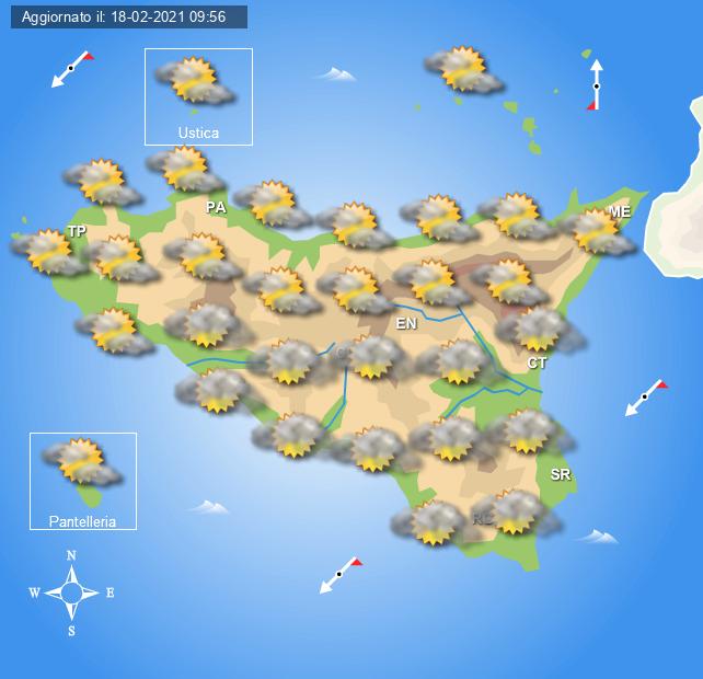 Previsioni meteo per la Sicilia di domani 19 Febbraio 2021 per la Sicilia e per Palermo a cura del Centro Meteo Italiano