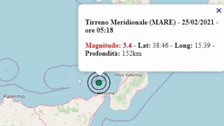 Terremoto in Italia oggi, giovedì 25 febbraio 2021, scossa di M 3.4 mar Tirreno meridionale | Dati Ingv Terremoto in Italia oggi, giovedì 25 febbraio 2021, scossa di M 3.4 mar Tirreno meridionale | Dati Ingv