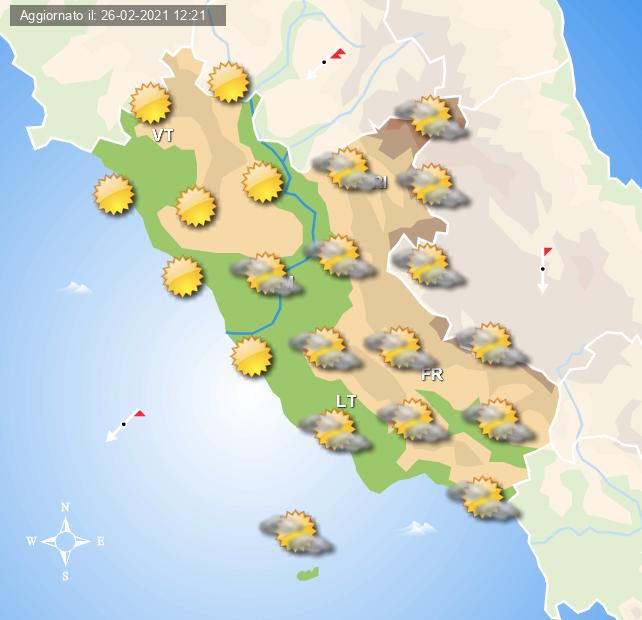 Previsioni grafiche per Roma ed il Lazio per dopodomani 28 febbraio a cura del Centro Meteo Italiano