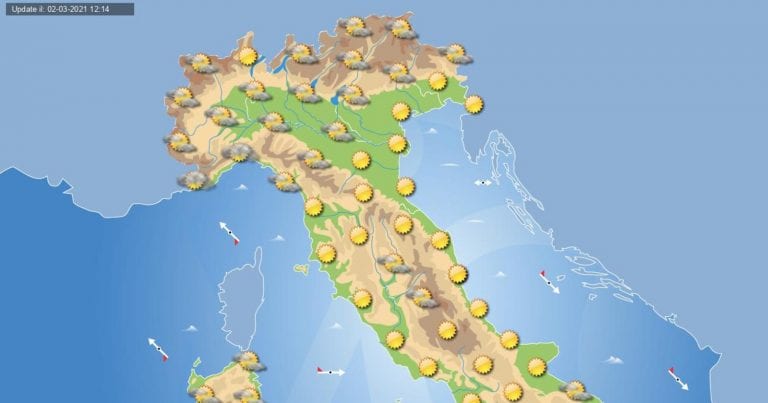 PREVISIONI METEO domani 3 marzo 2021: Alta pressione sull’ITALIA, altra giornata soleggiata e mite