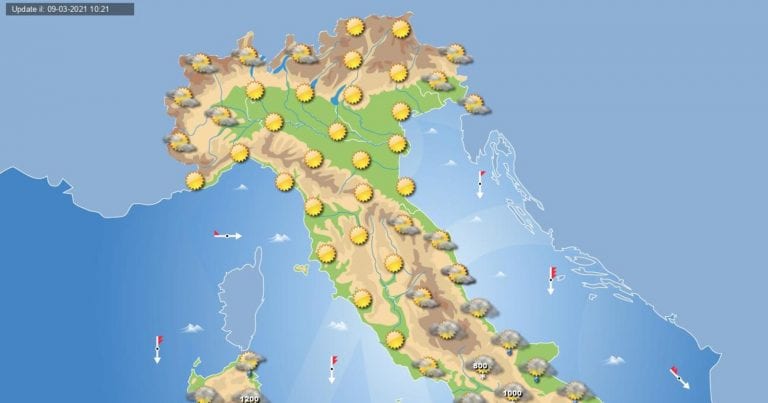 PREVISIONI METEO domani 10 marzo 2021: il maltempo guadagna il sud Italia, migliore altrove