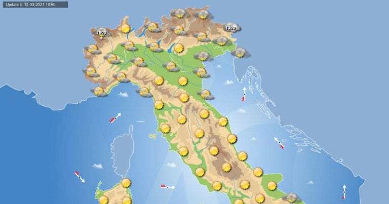PREVISIONI METEO domani 13 marzo 2021: Tempo in prevalenza stabile sull’ITALIA salvo qualche disturbo al sud